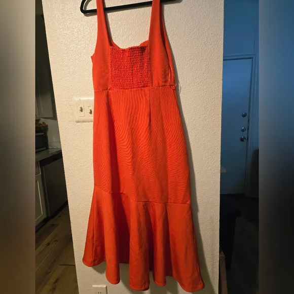 Chic Orange Midi Dress - Picture 8 of 9